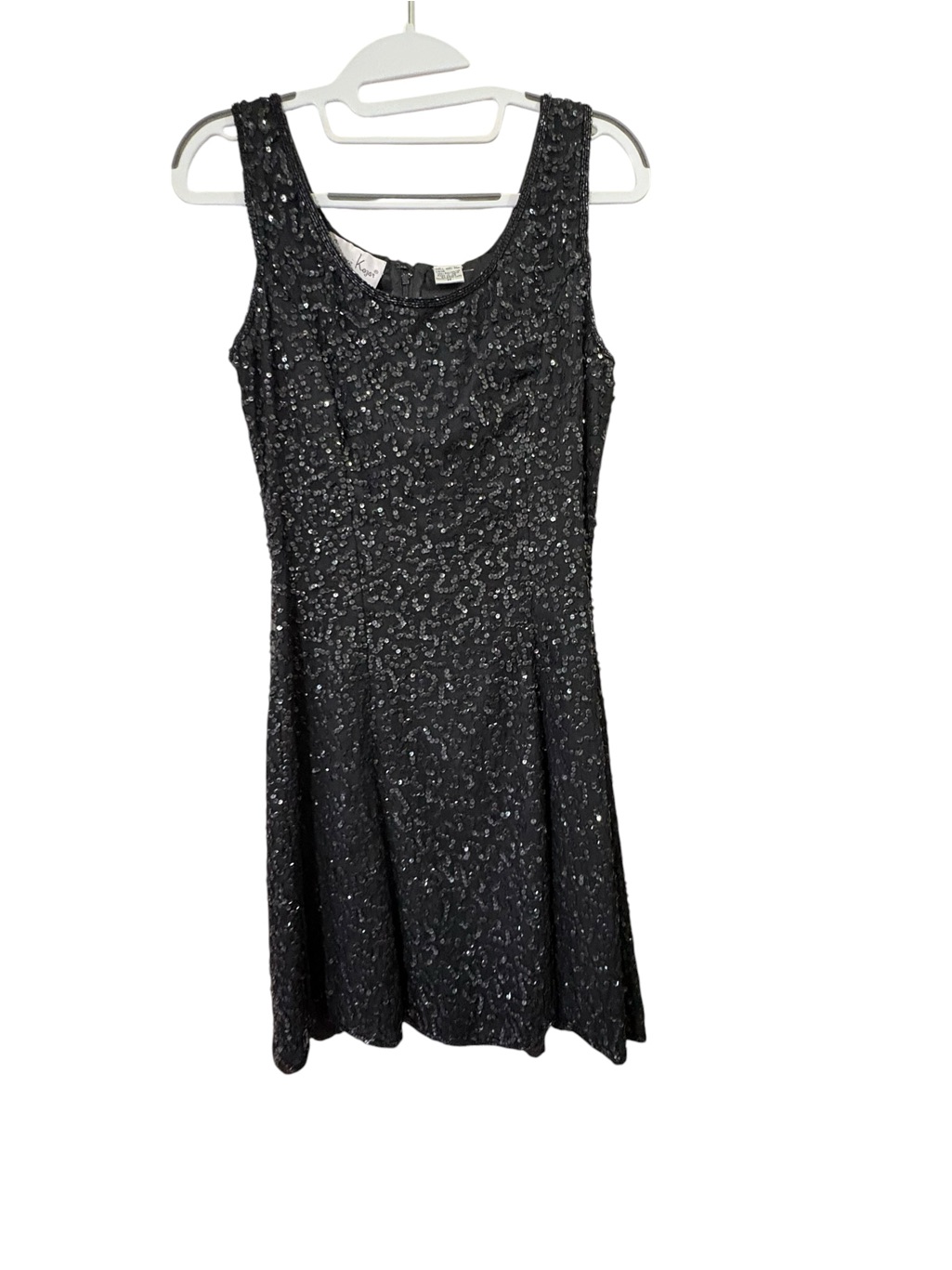 Vintage Lawrence Kazar Black Silk Sequin Beaded Cocktail Dress M